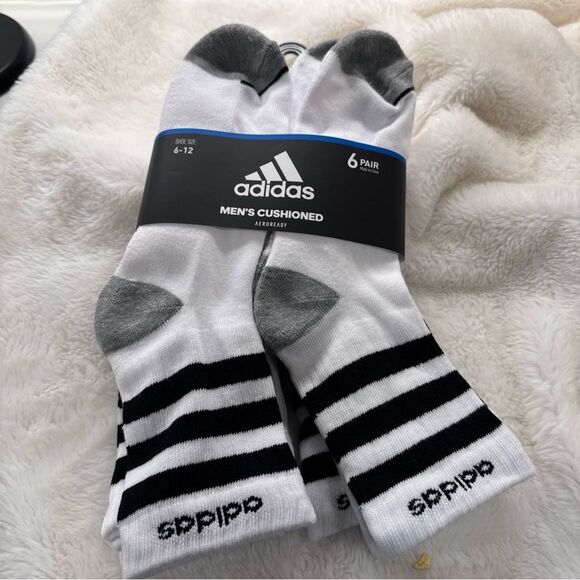 Adidas Men's Striped Cushioned Socks - 6 Pack - Picture 2 of 3